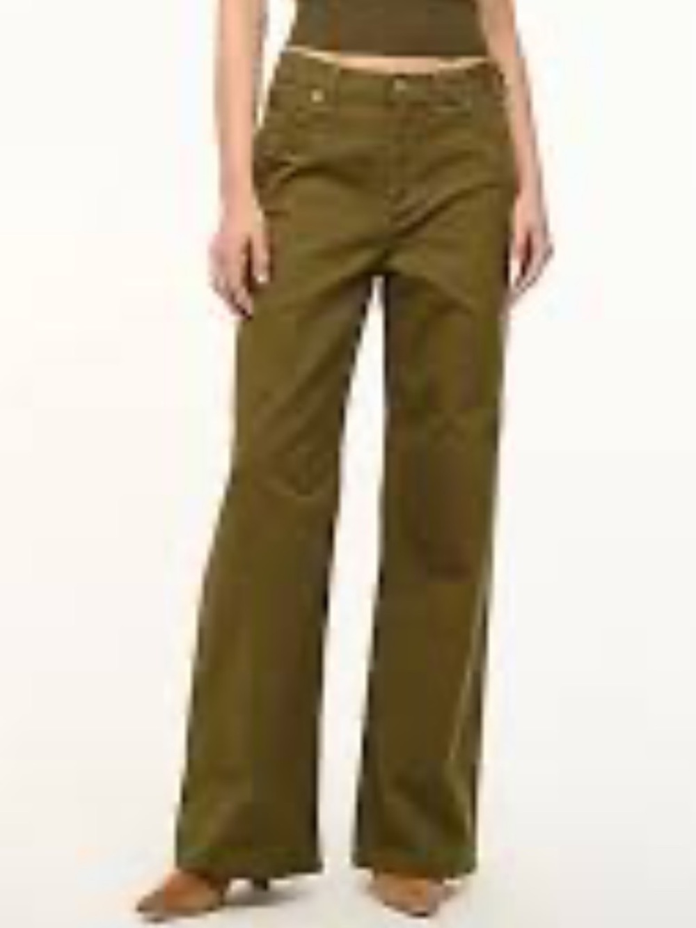 NWT STAUD X Wrangler The Loose WIde Leg Jean in Sergeant Sz 27 Army Green - Picture 3 of 15